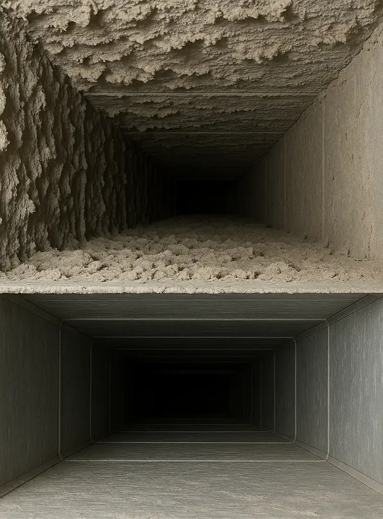 Before and after air duct cleaning results in Montgomery Texas